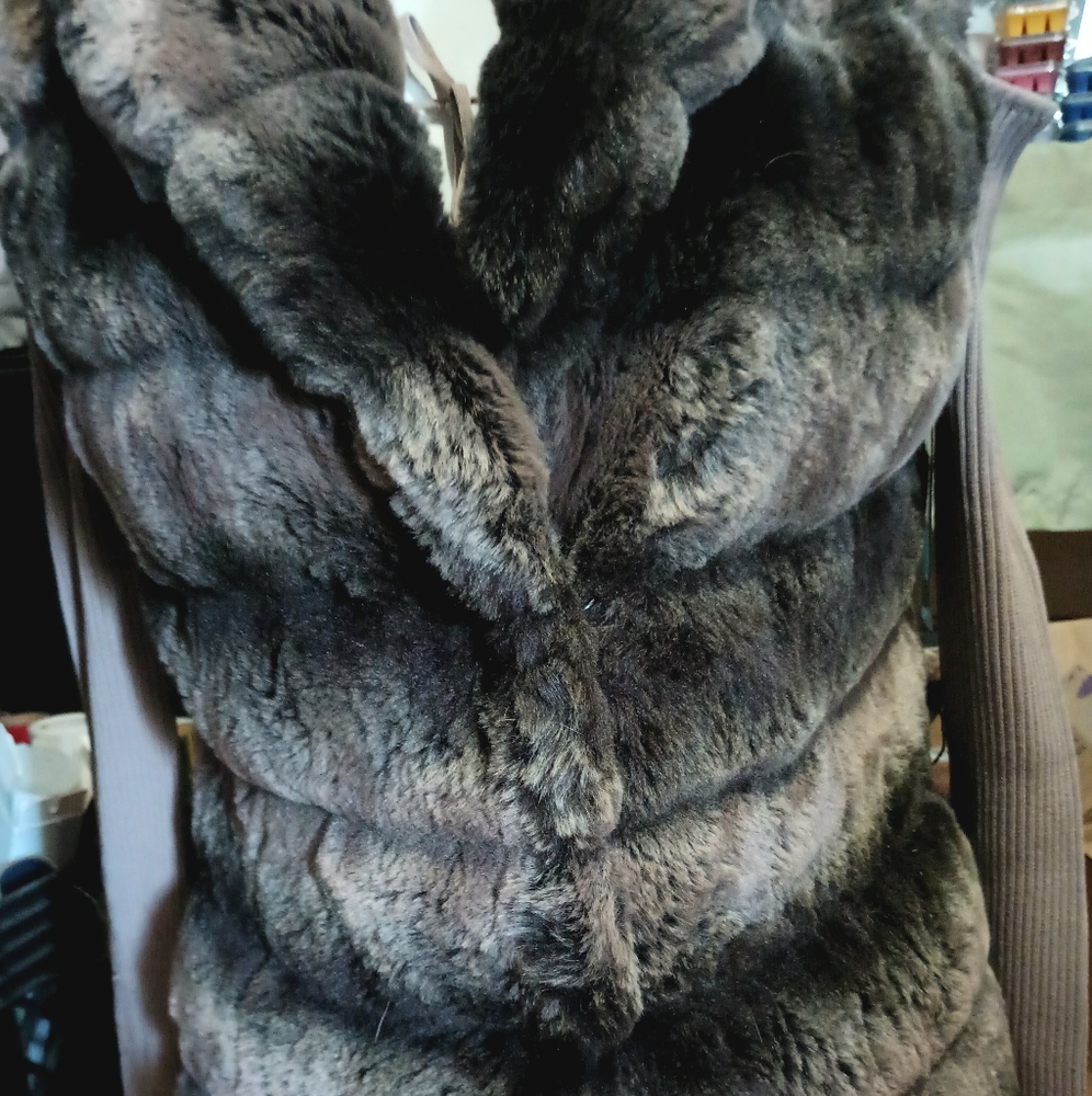 Faux Fur NWT Antonio Melani Collared Vest - Picture 1 of 7